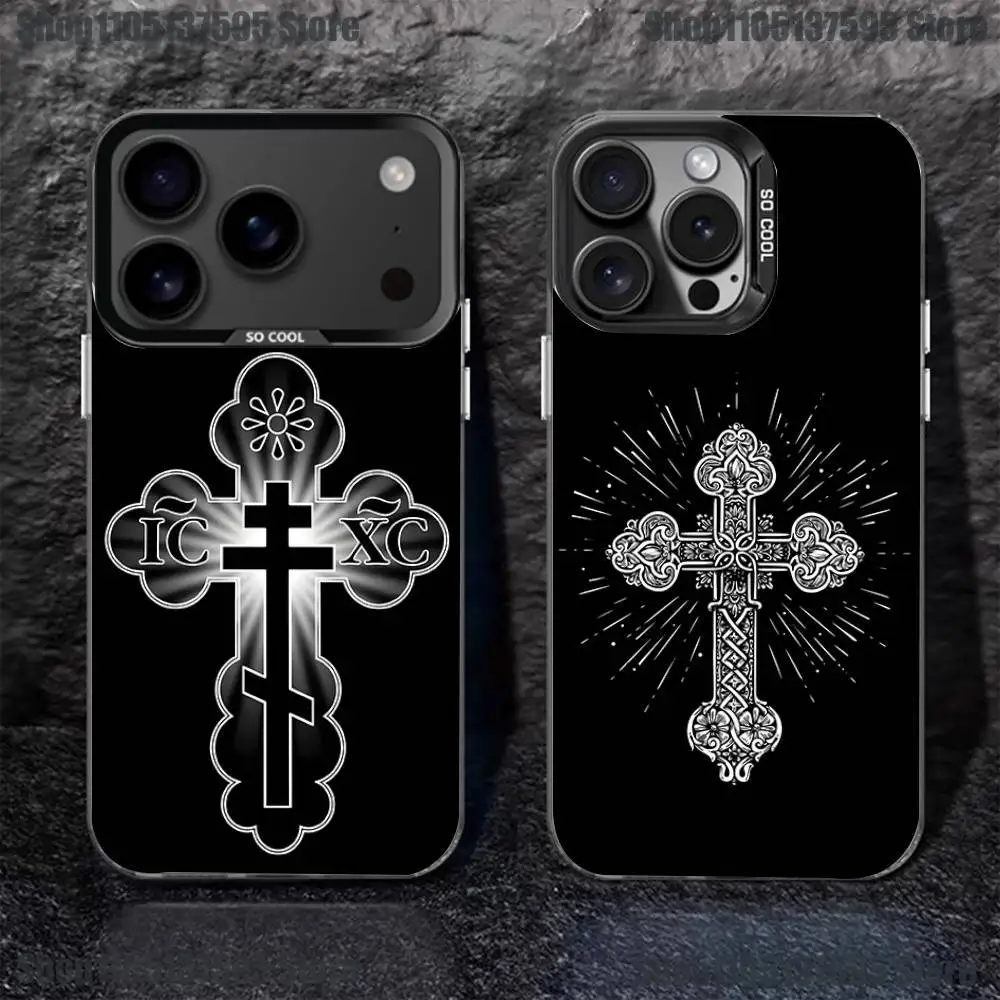 Orthodox Cross Icon Phone Case For iPhone 17,16,15,14,13,12,11,Pro,XS,Max,Plus,Mini,SE4,E Black Matte Shockproof Cover
Orthodox Cross Icon Phone Case For iPhone 17,16,15,14,13,12,11,Pro,XS,Max,Plus,Mini,SE4,E Black Matte Shockproof Cover