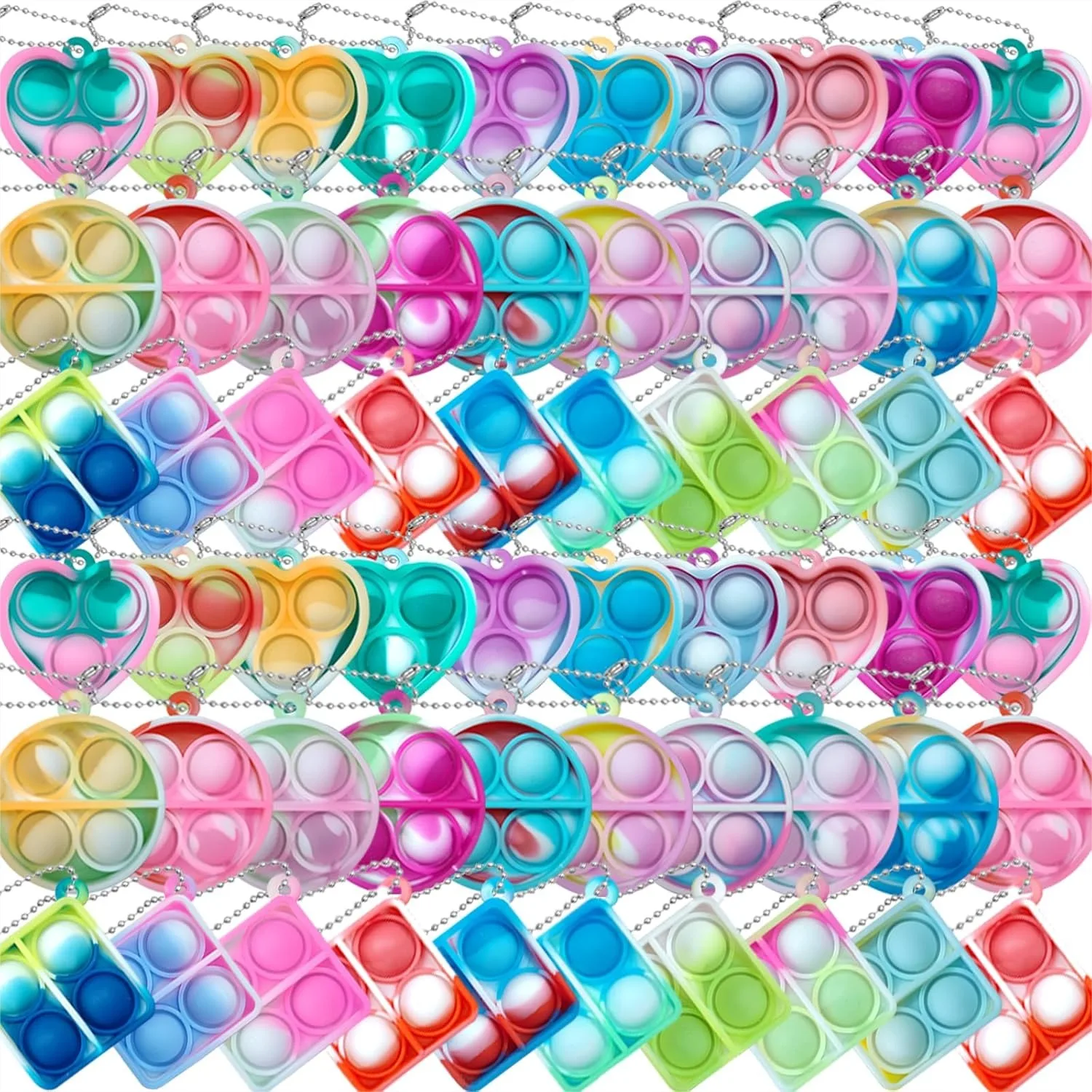Pop Fidget Keychain 60 Pack, Mini Sensory Toys Bulk for Kids Ages 4-12, Classroom Gifts and Party Favors
Pop Fidget Keychain 60 Pack, Mini Sensory Toys Bulk for Kids Ages 4-12, Classroom Gifts and Party Favors