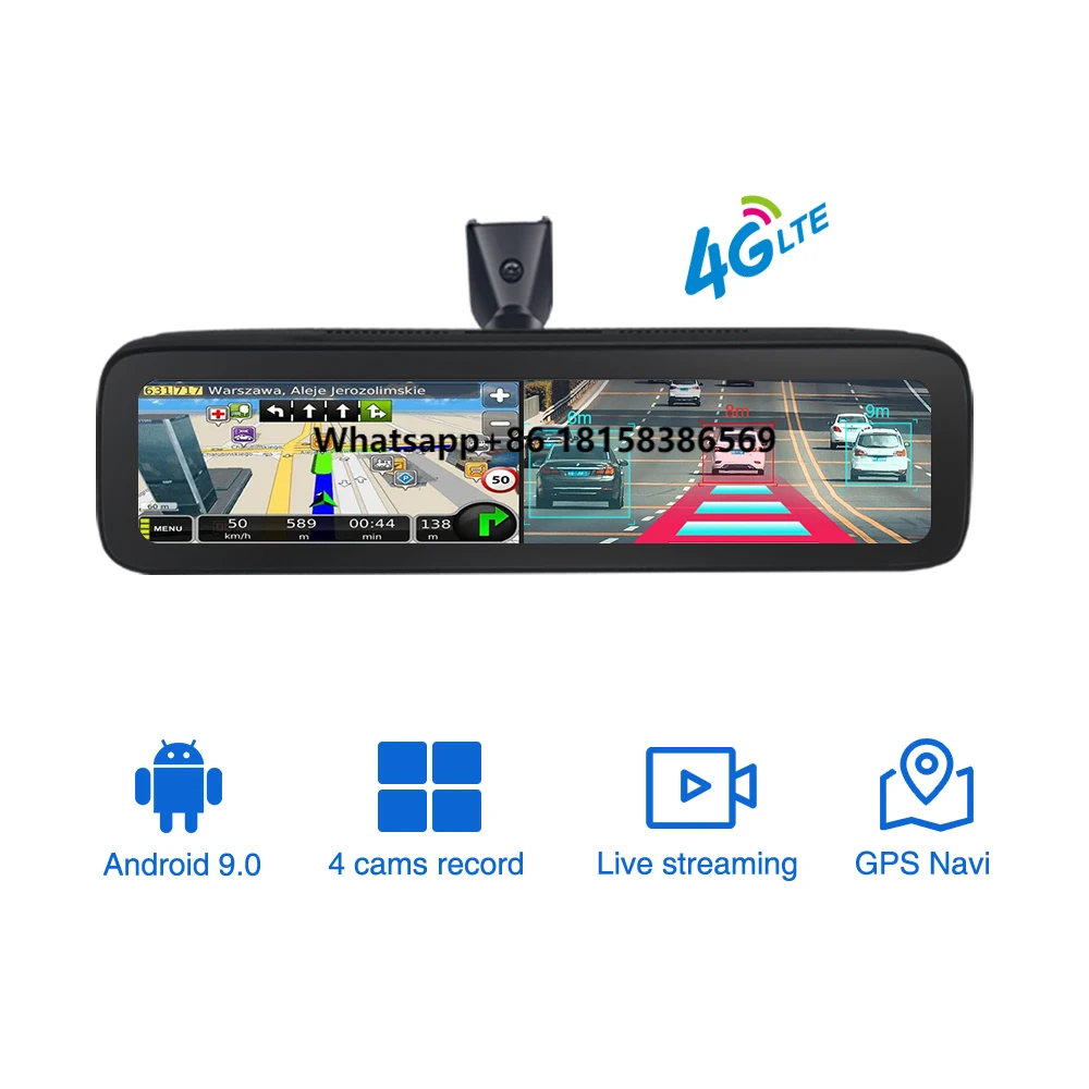 4G 4 Channel Android 9.0 360 Degree Touch Screen Rear View Mirror Car DVR Recorder Dash Cam with WiFi ADAS GPS
4G 4 Channel Android 9.0 360 Degree Touch Screen Rear View Mirror Car DVR Recorder Dash Cam with WiFi ADAS GPS
