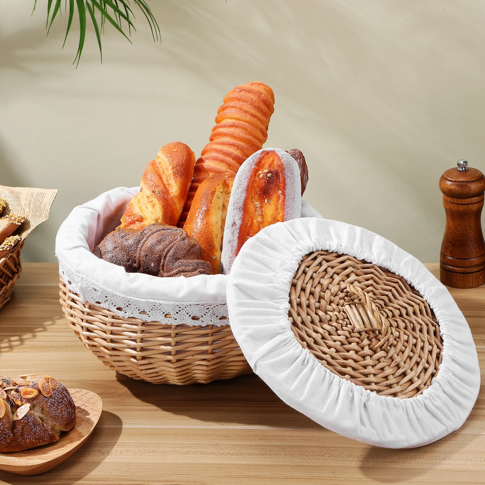 Wicker Woven Food Storage Basket Premium Material Practical Kitchen Countertop Decorative Container Fruits Snack Pastry
Wicker Woven Food Storage Basket Premium Material Practical Kitchen Countertop Decorative Container Fruits Snack Pastry