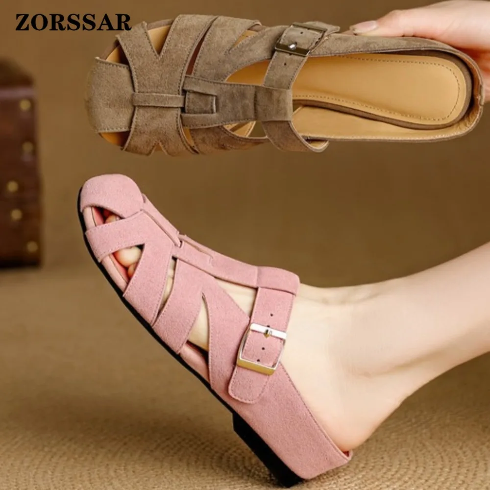 Womens Suede Closed Toe Fisherman Mules Slippers with Buckle Hollow Out Breathable Backless Slip on Shoes Ladies Summer Sandals
Womens Suede Closed Toe Fisherman Mules Slippers with Buckle Hollow Out Breathable Backless Slip on Shoes Ladies Summer Sandals