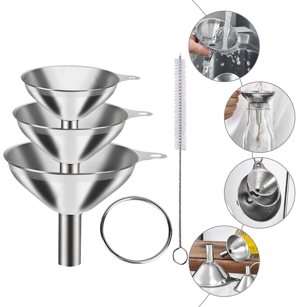 1 set Stainless Steel Kitchen Funnel Set Large Mouth Oil Soy Sauce Container Filter Easy Cleaning Tool
1 set Stainless Steel Kitchen Funnel Set Large Mouth Oil Soy Sauce Container Filter Easy Cleaning Tool