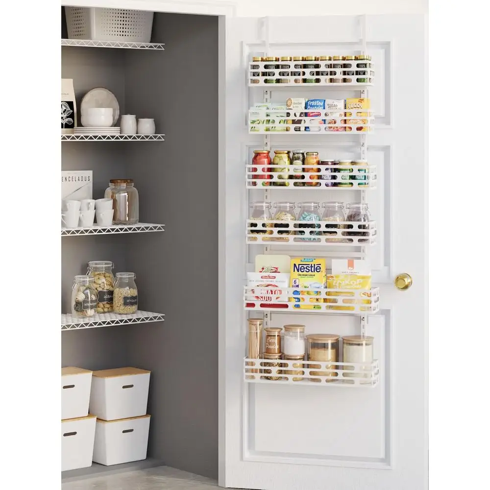 6-уровневый регулируемый настенный органайзер для кладовой, белый — решение для хранения на кухне и дома с подвесными корзинами для специй и море
6-уровневый регулируемый настенный органайзер для кладовой, белый — решение для хранения на кухне и дома с подвесными корзинами для специй и море