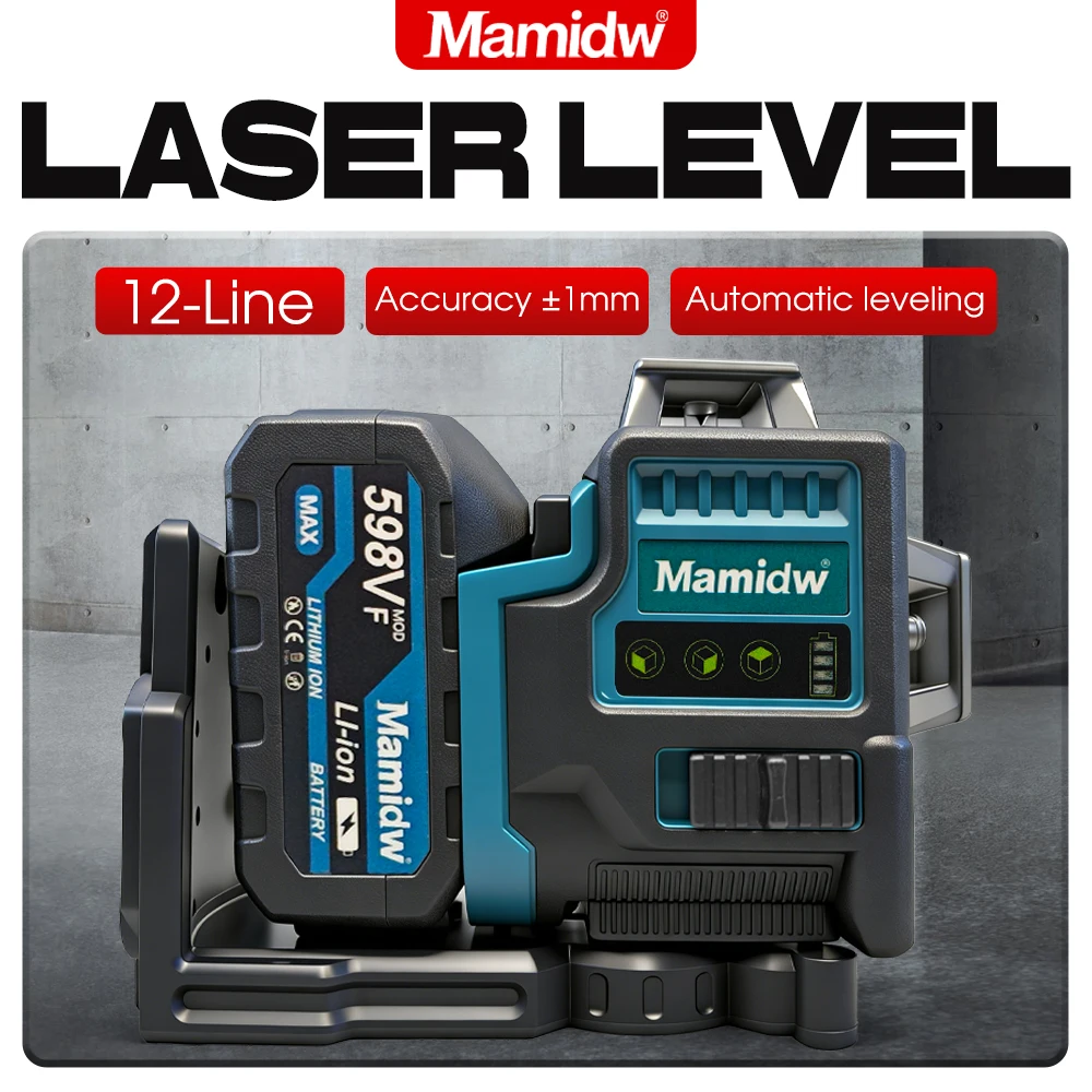 Mamidw 12 Lines 3D Laser Level High-Precision Green Line Leveling Portable Green Beam Horizontal Vertical Laser, For Makita 18v
Mamidw 12 Lines 3D Laser Level High-Precision Green Line Leveling Portable Green Beam Horizontal Vertical Laser, For Makita 18v