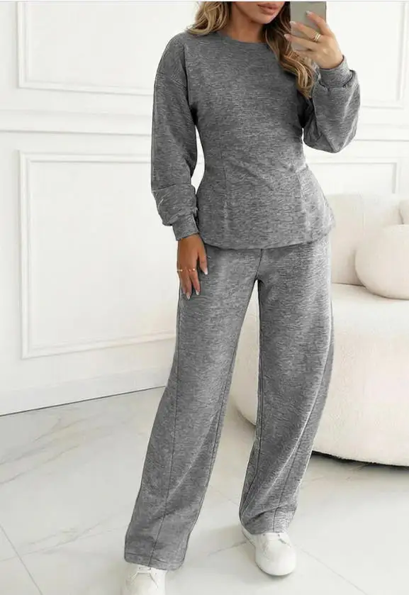 Two Piece Set Women Outfit 2026 Spring Autumn New Solid Color Long Sleeve Back Lace Up Pullover & High Waist Wide Leg Pants Set
Two Piece Set Women Outfit 2026 Spring Autumn New Solid Color Long Sleeve Back Lace Up Pullover & High Waist Wide Leg Pants Set