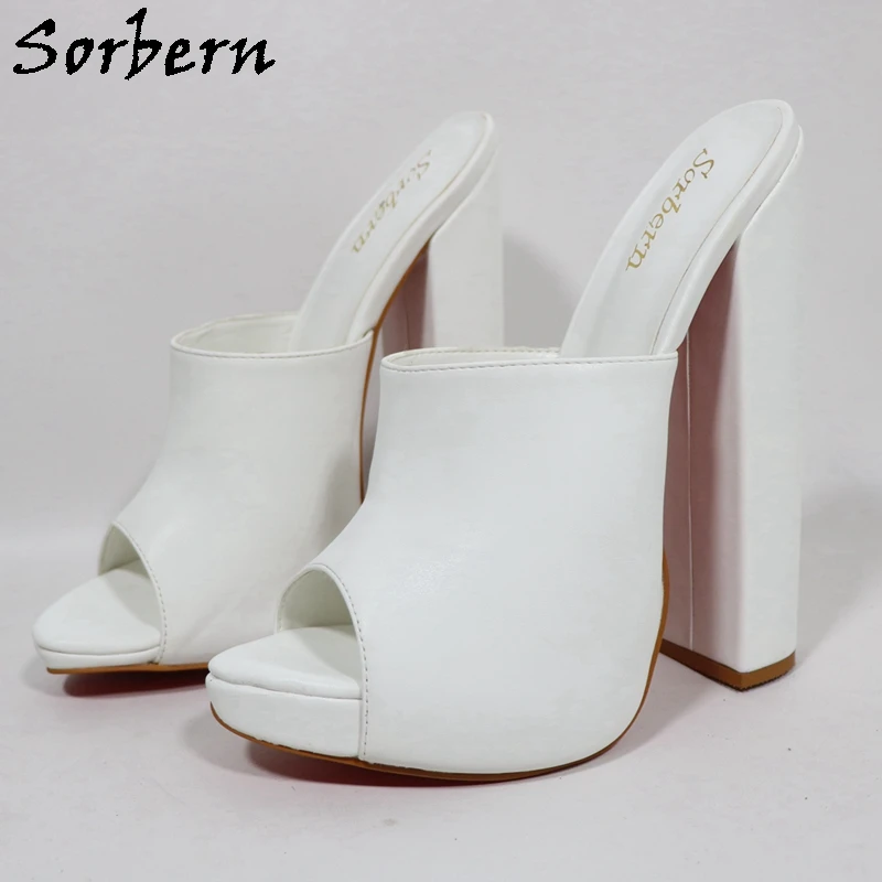 Белые блестящие тапочки Sorbern Strephexopodia на высоком каблуке 18 см, женские шлепанцы, специальная обувь на массивном каблуке с открытым носком 
Белые блестящие тапочки Sorbern Strephexopodia на высоком каблуке 18 см, женские шлепанцы, специальная обувь на массивном каблуке с открытым носком