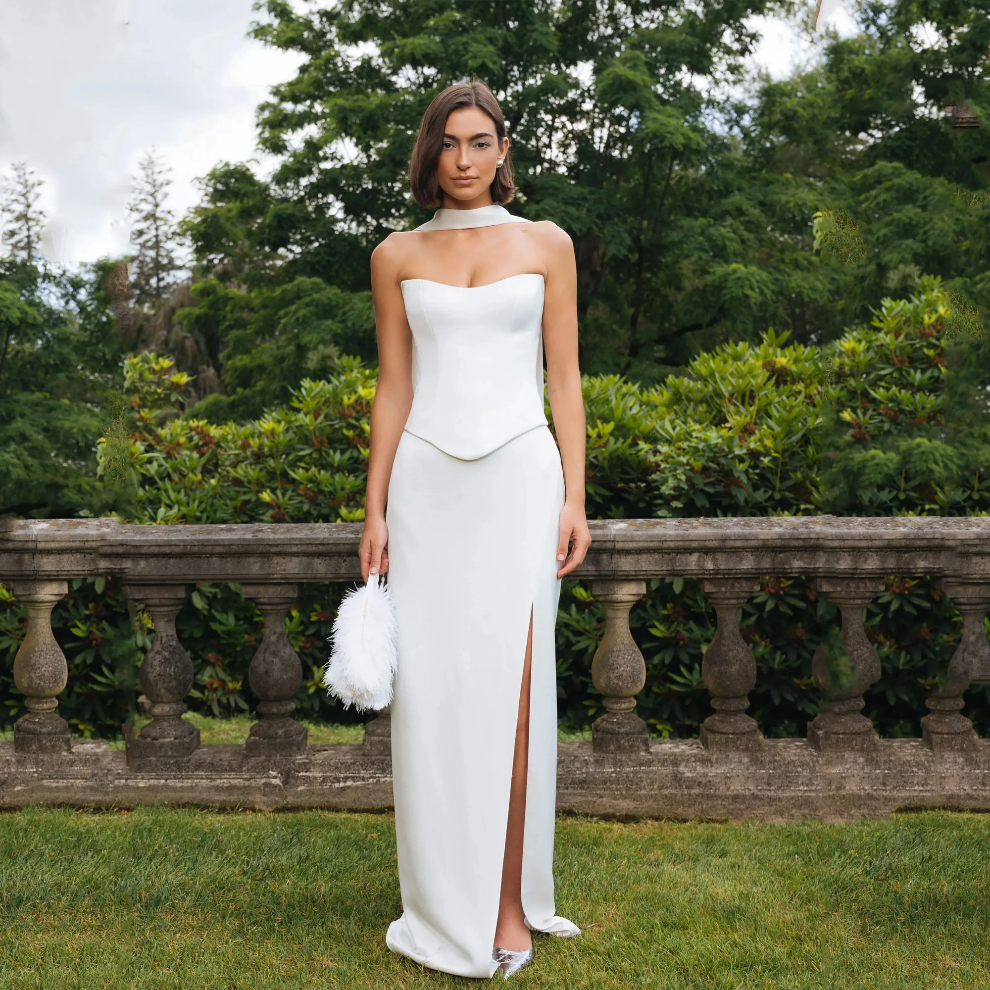 Mermaid Wedding Dress 2026 White Sleeveless Slit Strapless Civil Engagement Dress Floor Length Satin Bride Gowns Customized
Mermaid Wedding Dress 2026 White Sleeveless Slit Strapless Civil Engagement Dress Floor Length Satin Bride Gowns Customized