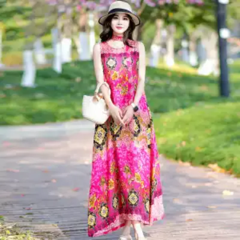 Women's Abstract Print Cotton Maxi Dress Sleeveless Waist Tie Casual Summer Beach Sundress
Women's Abstract Print Cotton Maxi Dress Sleeveless Waist Tie Casual Summer Beach Sundress