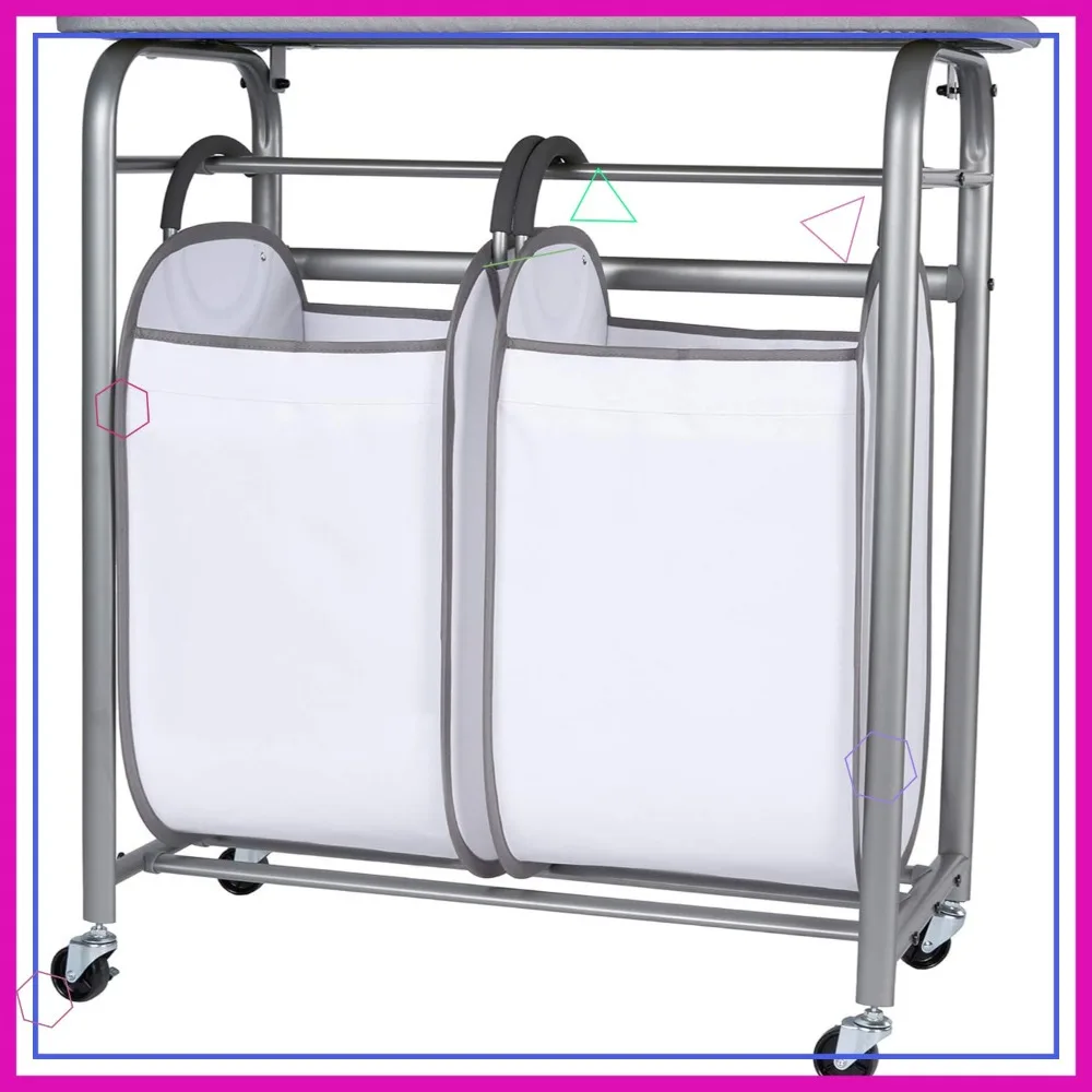 3-in-1 Laundry Sorter with Ironing Board, 2 Removable Hampers, Rolling Cart for Laundry Folding and Ironing, Odor Control Fabric
3-in-1 Laundry Sorter with Ironing Board, 2 Removable Hampers, Rolling Cart for Laundry Folding and Ironing, Odor Control Fabric