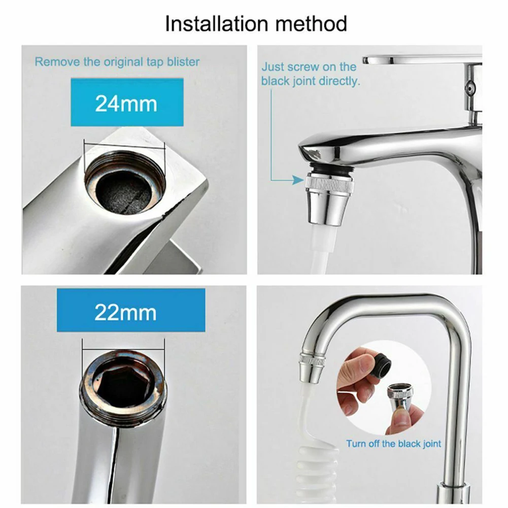 Tap Adapter with Long Hose and Sprayer Nozzle Water Saving Design 360 Degrees Rotation Fit for 22mm/24mm Thread Interface
Tap Adapter with Long Hose and Sprayer Nozzle Water Saving Design 360 Degrees Rotation Fit for 22mm/24mm Thread Interface