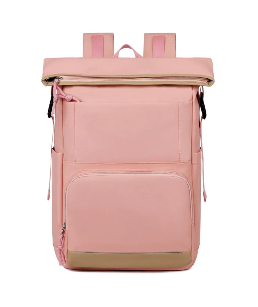 Pink roll top backpack multi compartment design fits 15.6 inch laptop attachable to luggage lightweight fabric suitable for work
Pink roll top backpack multi compartment design fits 15.6 inch laptop attachable to luggage lightweight fabric suitable for work
