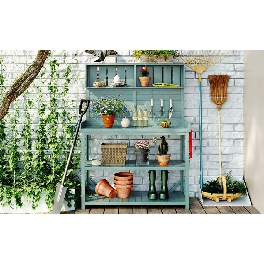 TOPMAX 65 Large Wooden Farmhouse Rustic Outdoor Potting Bench Table Patio Workstation Garden Potting Bench with 4 Storage Shelv
TOPMAX 65 Large Wooden Farmhouse Rustic Outdoor Potting Bench Table Patio Workstation Garden Potting Bench with 4 Storage Shelv