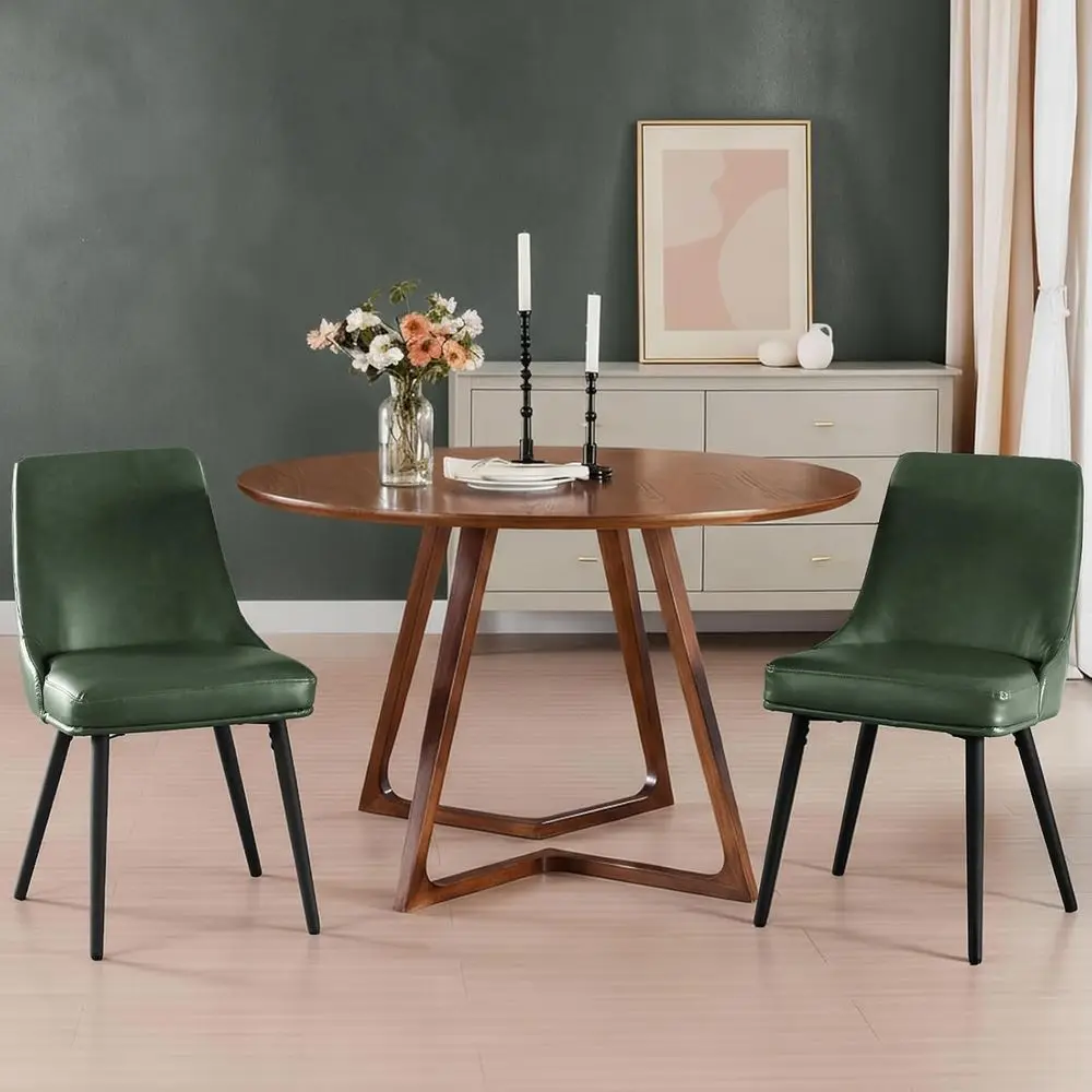 Upholstered Dining Chairs Set of 2 with Thick Cushion and Curved Back, Synthetic Leather, Green
Upholstered Dining Chairs Set of 2 with Thick Cushion and Curved Back, Synthetic Leather, Green