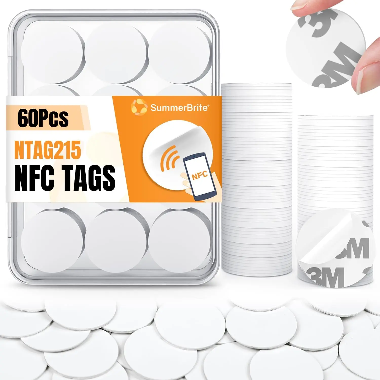 60 Pack NFC Tags NTAG215 Blank Cards Stickers, Rewritable 504 Bytes, Compatible with TagMo & NFC Devices
60 Pack NFC Tags NTAG215 Blank Cards Stickers, Rewritable 504 Bytes, Compatible with TagMo & NFC Devices