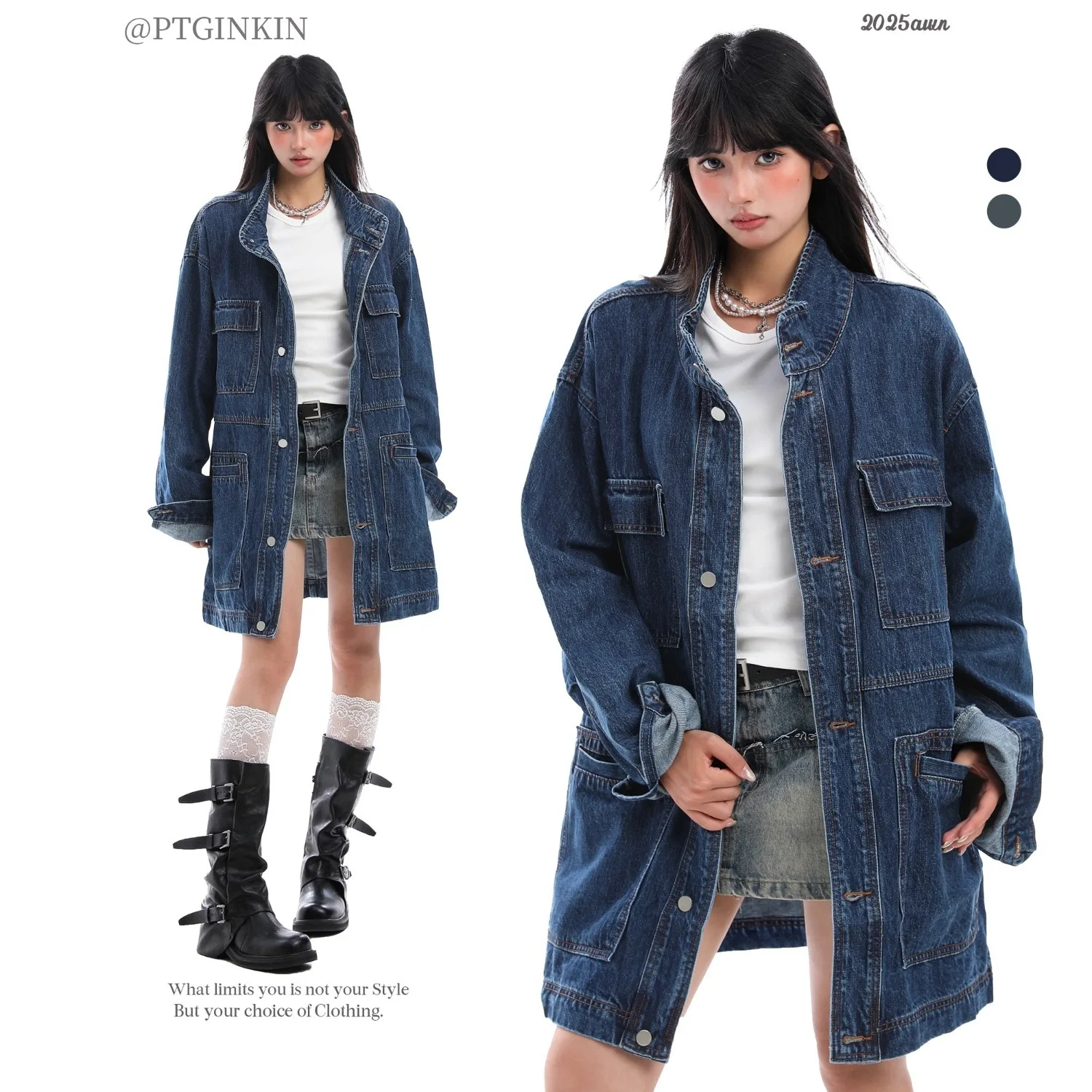 Women's Denim Trench Coat 2026 Spring Autumn American Workwear Denim Jacket Windbreaker Niche Design Loose Mid Length Coat
Women's Denim Trench Coat 2026 Spring Autumn American Workwear Denim Jacket Windbreaker Niche Design Loose Mid Length Coat
