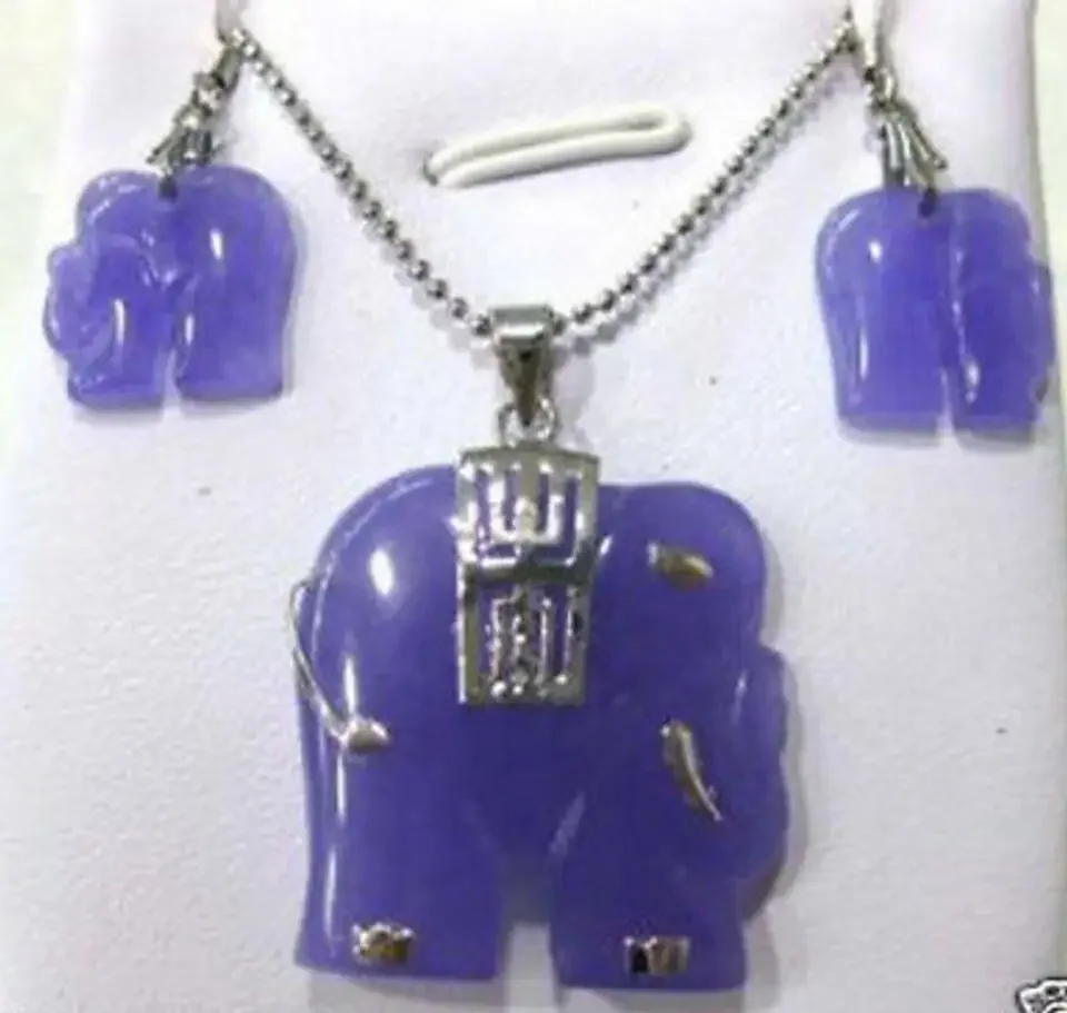 Jewelry purple jade elephant pendant & earrings Fashion Wedding Party Jewellery gem
Jewelry purple jade elephant pendant & earrings Fashion Wedding Party Jewellery gem