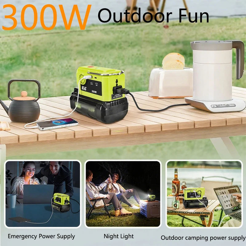 Portable power inverter for Ryobi 40V lithium battery 300W AC 120V/230V with AC socket USB type-c output 280LM LED light
Portable power inverter for Ryobi 40V lithium battery 300W AC 120V/230V with AC socket USB type-c output 280LM LED light