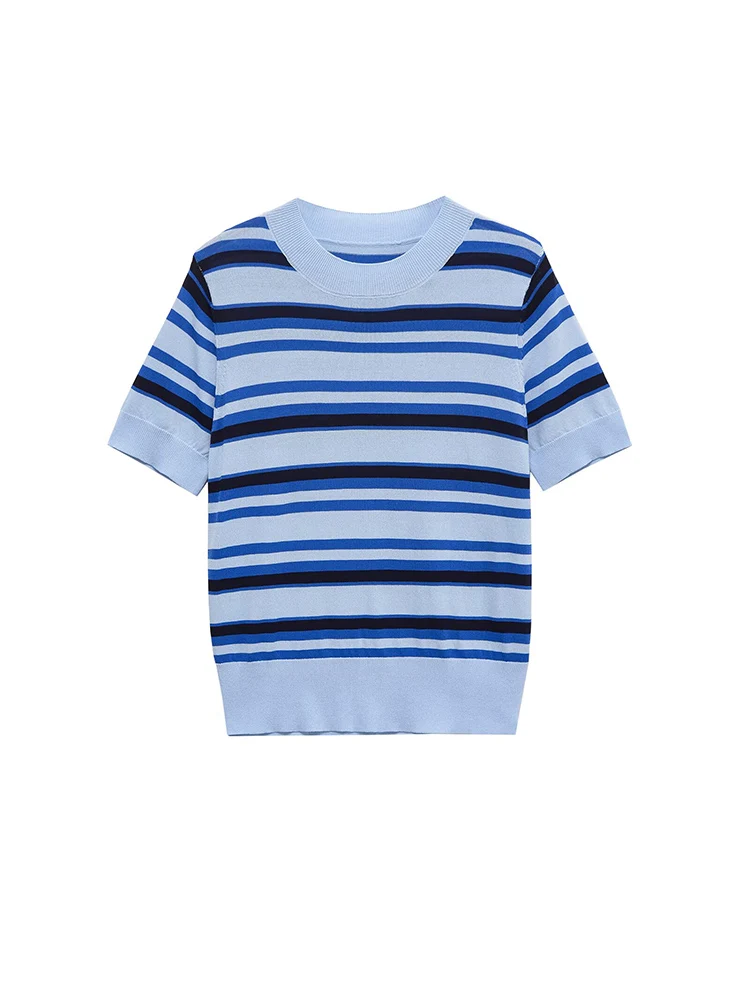 European and American style spring new fashion casual women's design sense commuting versatile striped knitted short top
European and American style spring new fashion casual women's design sense commuting versatile striped knitted short top
