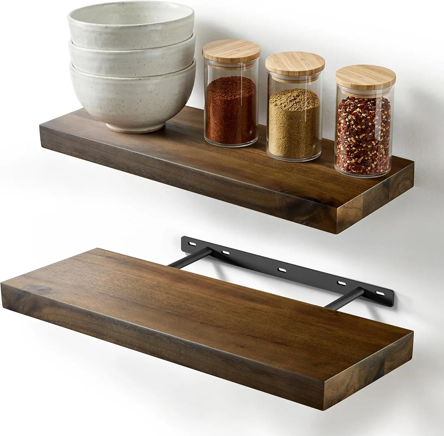 Set of 2 17" Acacia Wood Floating Shelves Wall Mounted – Rustic Farmhouse Wooden Wall Storage Shelf Bedroom, Kitchen,
Set of 2 17" Acacia Wood Floating Shelves Wall Mounted – Rustic Farmhouse Wooden Wall Storage Shelf Bedroom, Kitchen,