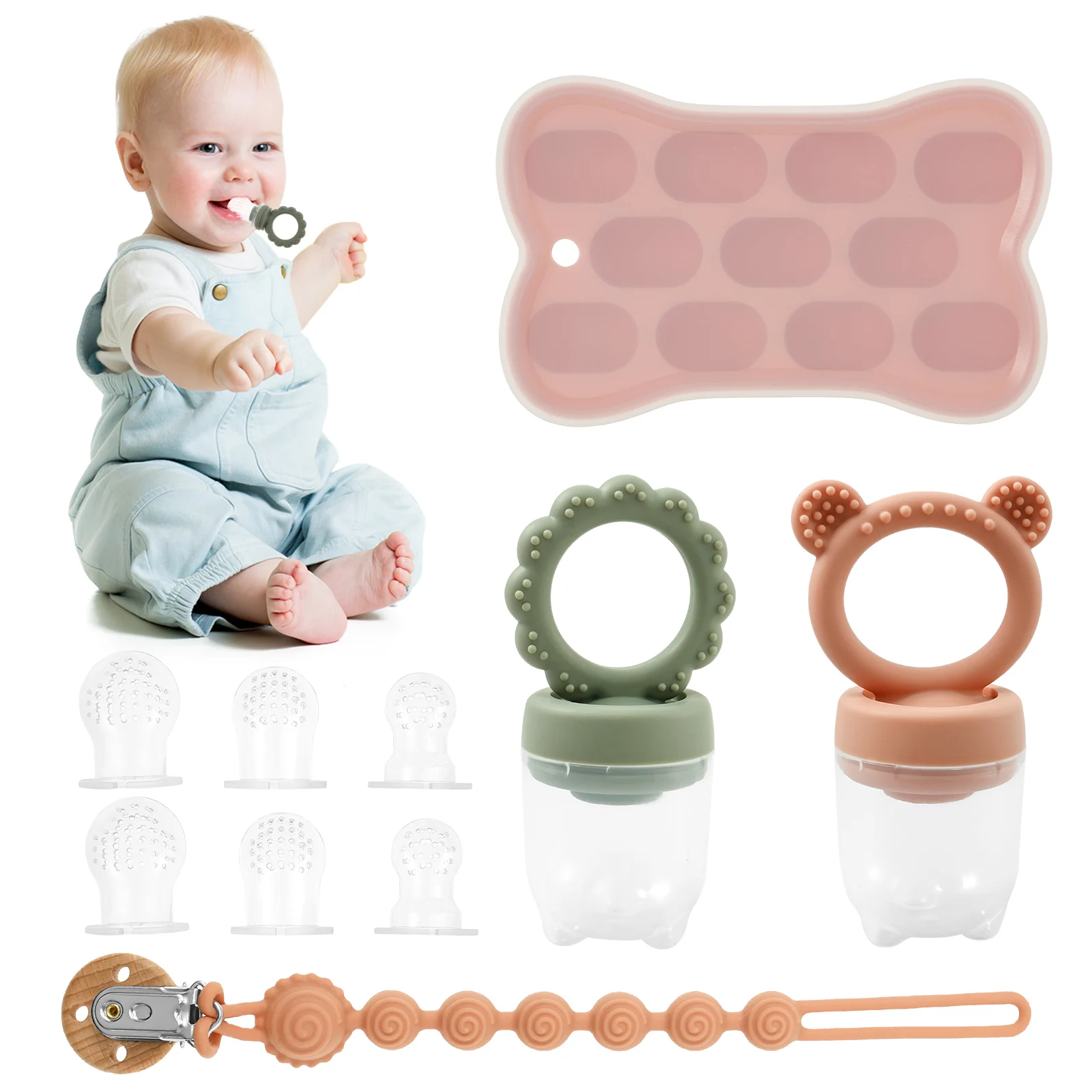 2Pcs Silicone Baby Fruit Feeders With Food Freezer Mold Tray Dishwasher Safe Infant Teething Feeders for Infant Self Feeding
2Pcs Silicone Baby Fruit Feeders With Food Freezer Mold Tray Dishwasher Safe Infant Teething Feeders for Infant Self Feeding