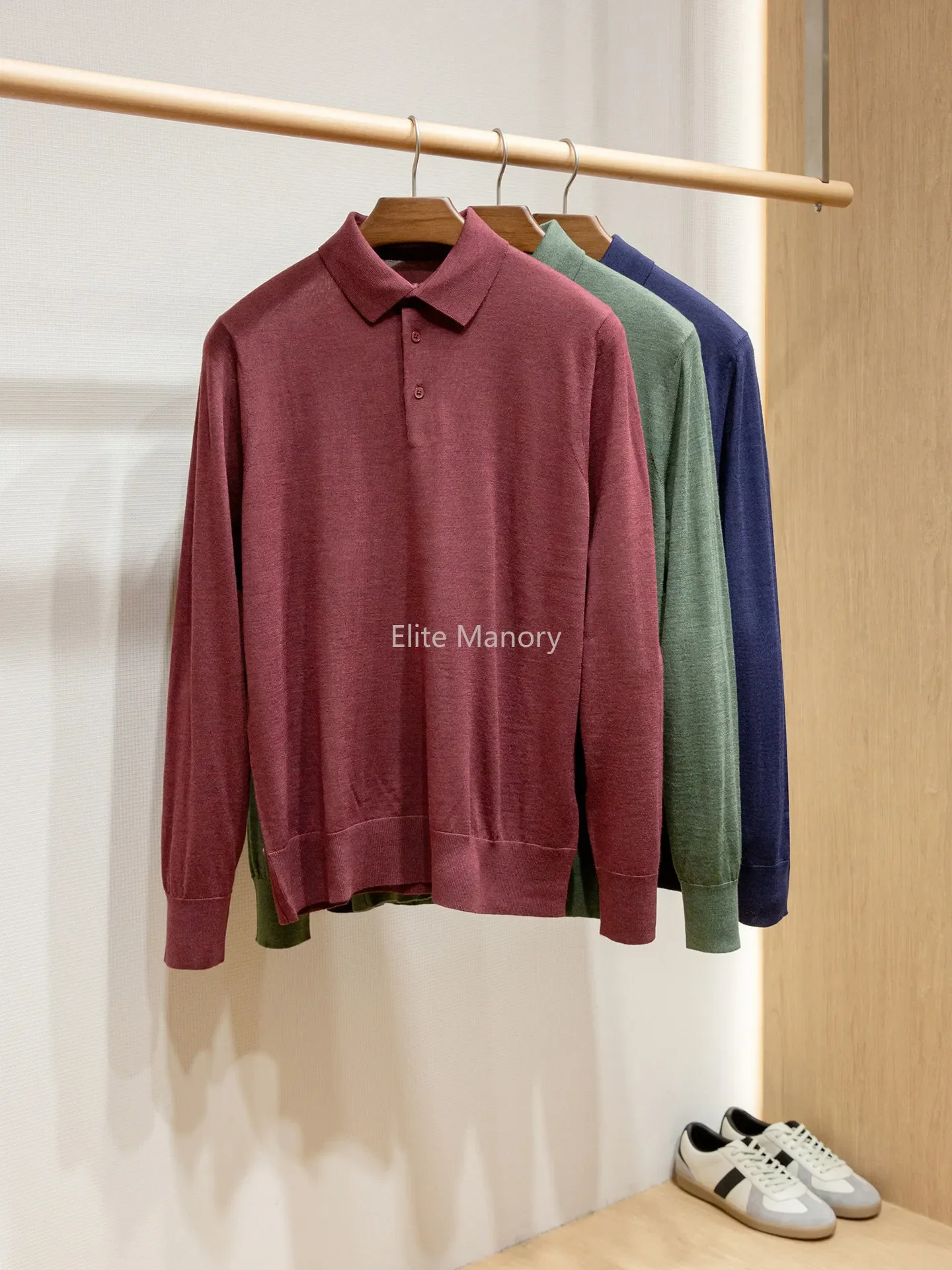 70 double-stranded merino worsted wool, old money men's lapel sweater knitted sweater
70 double-stranded merino worsted wool, old money men's lapel sweater knitted sweater