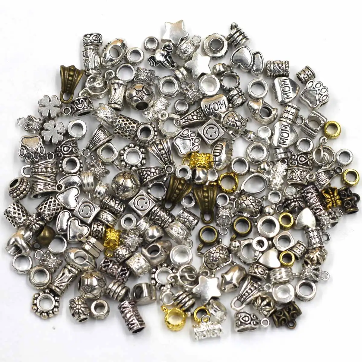 Mixed European Bail Spacer Beads Big Hole For Charms Bracelets Jewelry DIY Accessories
Mixed European Bail Spacer Beads Big Hole For Charms Bracelets Jewelry DIY Accessories