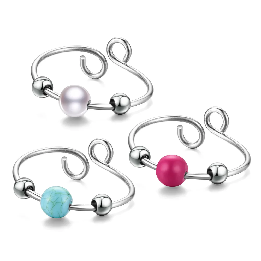 New Anti-stress Anxiety Ring Natural Stone Turquoise Pearl Beads Rings Open Adjustable Stainless Steel Fidget Ring Charm Jewelry
New Anti-stress Anxiety Ring Natural Stone Turquoise Pearl Beads Rings Open Adjustable Stainless Steel Fidget Ring Charm Jewelry