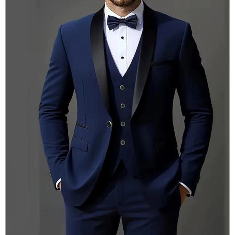 Fashion Shawl Lapel Navy Blue Men Single-Breasted Suit 3 Piece Sets Slim Formal Widding Parties Male Outfit(Jacket+Vest+Pant)
Fashion Shawl Lapel Navy Blue Men Single-Breasted Suit 3 Piece Sets Slim Formal Widding Parties Male Outfit(Jacket+Vest+Pant)