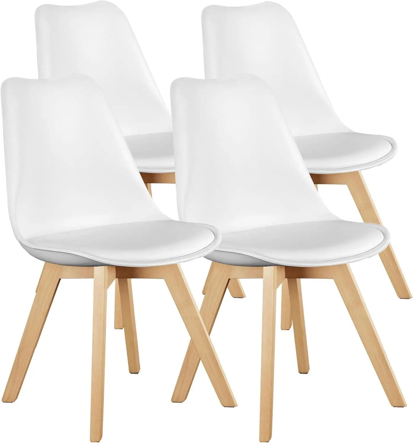 Set of 4 Dining Kitchen Mid-Century Modern Chairs with Wood Legs and PU Leather Cushion for Living Room.White
Set of 4 Dining Kitchen Mid-Century Modern Chairs with Wood Legs and PU Leather Cushion for Living Room.White