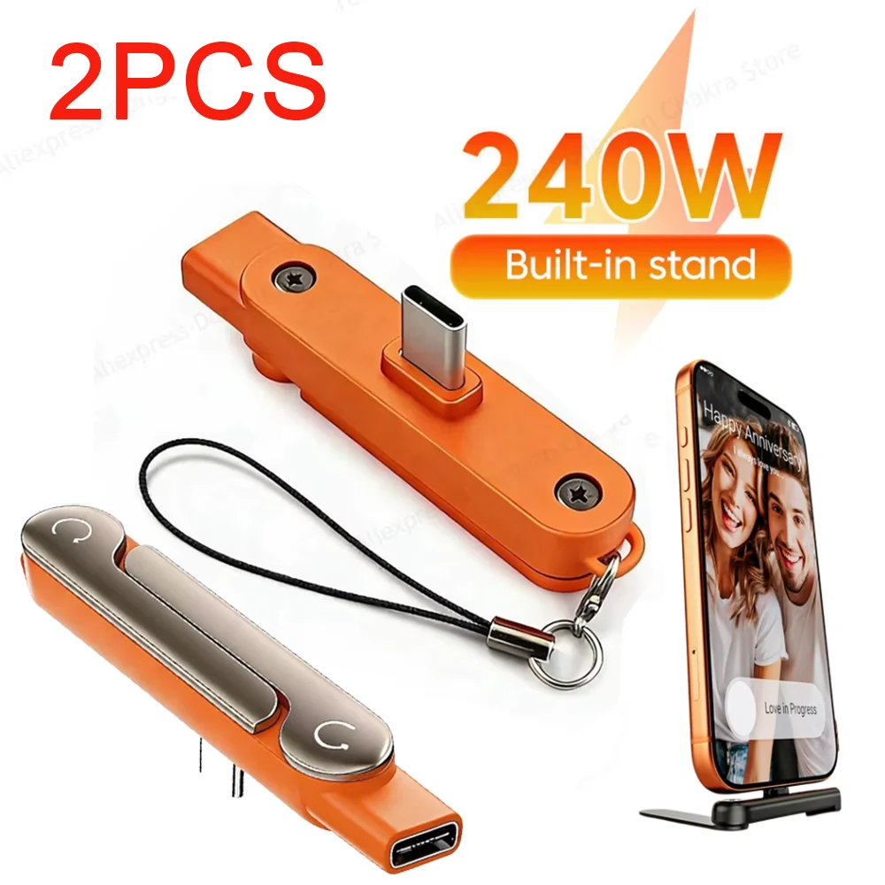 2pcs Type C Phone Charging Bracket Adapter 240W Fast Charging OTG Type-C Male to USB-C Female Converter With foldable Holder
2pcs Type C Phone Charging Bracket Adapter 240W Fast Charging OTG Type-C Male to USB-C Female Converter With foldable Holder