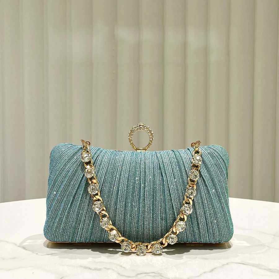 Champagne shiny pleated elegant small handbag, luxury crystal chain clutch bag, lady's fashion evening bag,party shoulder bags
Champagne shiny pleated elegant small handbag, luxury crystal chain clutch bag, lady's fashion evening bag,party shoulder bags