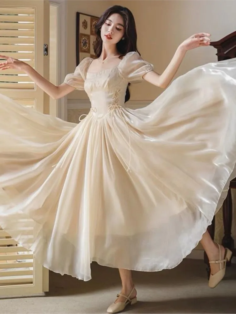 Summer Ballet Princess Dress Women Vintage Bandage Short Puff Sleeve Slim Chic Fairy Vestidos Elegant Evening Party Prom Robe
Summer Ballet Princess Dress Women Vintage Bandage Short Puff Sleeve Slim Chic Fairy Vestidos Elegant Evening Party Prom Robe