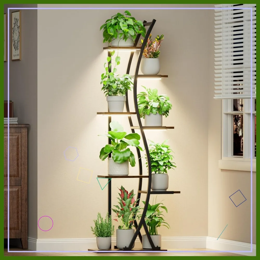 62" Indoor Plant Stand with Grow Lights, 7-Tier Metal Shelf, Wooden Corner Rack for Living Room & Garden Decor
62" Indoor Plant Stand with Grow Lights, 7-Tier Metal Shelf, Wooden Corner Rack for Living Room & Garden Decor