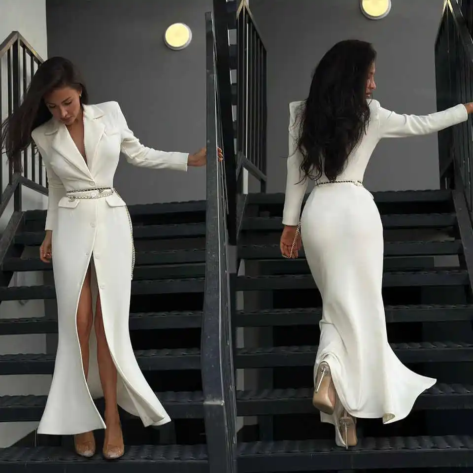 Fashion Slim White Women's Coat Notched Lapel Long Sleeve Ankle Length Dress Party Commute For Women Customized
Fashion Slim White Women's Coat Notched Lapel Long Sleeve Ankle Length Dress Party Commute For Women Customized