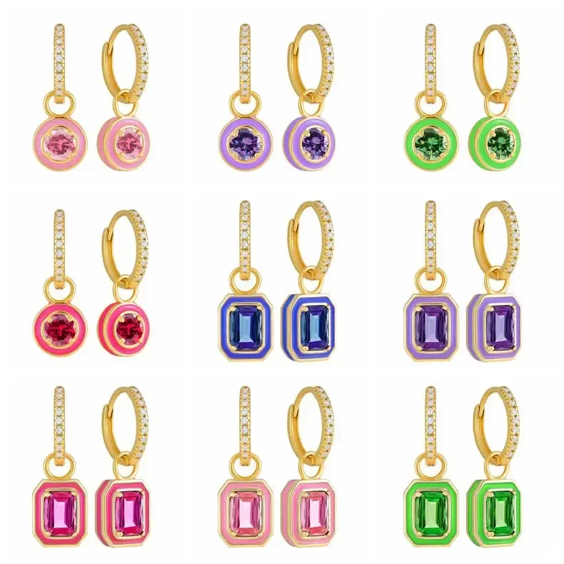 925 Sterling Silver Needle Geometric Square Circle Pendant Hoop Earrings for Women Luxury Color Zircon Earrings Fashion Jewelry
925 Sterling Silver Needle Geometric Square Circle Pendant Hoop Earrings for Women Luxury Color Zircon Earrings Fashion Jewelry