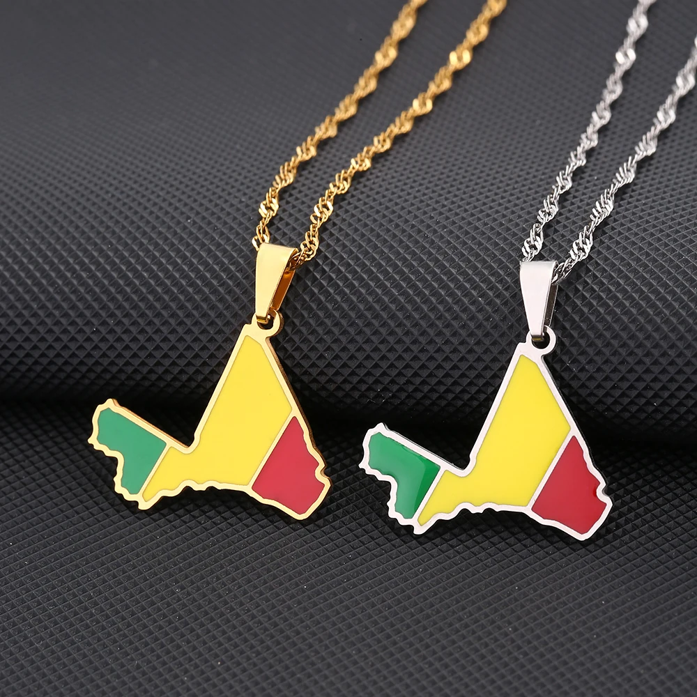 Fashion Republic of Mali Map Flag Pendant Necklace Stainless Steel Men Women Maps Jewelry Gift
Fashion Republic of Mali Map Flag Pendant Necklace Stainless Steel Men Women Maps Jewelry Gift