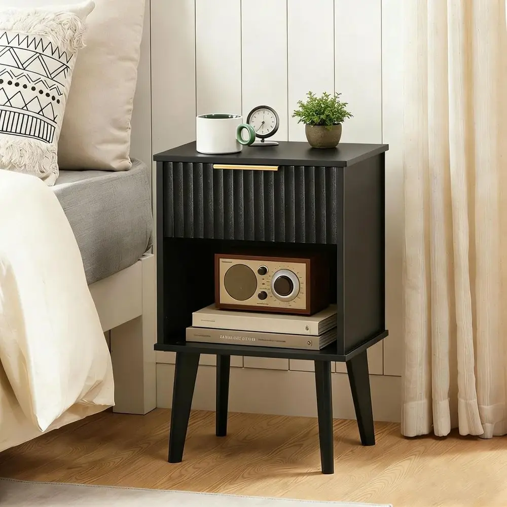 Modern Nightstand with Drawer and Shelf for Living Room, Bedroom, or Study - Black
Modern Nightstand with Drawer and Shelf for Living Room, Bedroom, or Study - Black