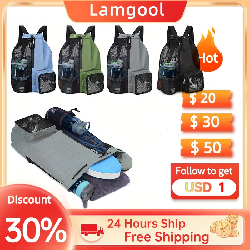 Swim Bag Mesh Drawstring Backpack with Wet Pocket Multipurpose Beach Backpack for Swimming, Gym, and Workout Gear Storage Bag
Swim Bag Mesh Drawstring Backpack with Wet Pocket Multipurpose Beach Backpack for Swimming, Gym, and Workout Gear Storage Bag