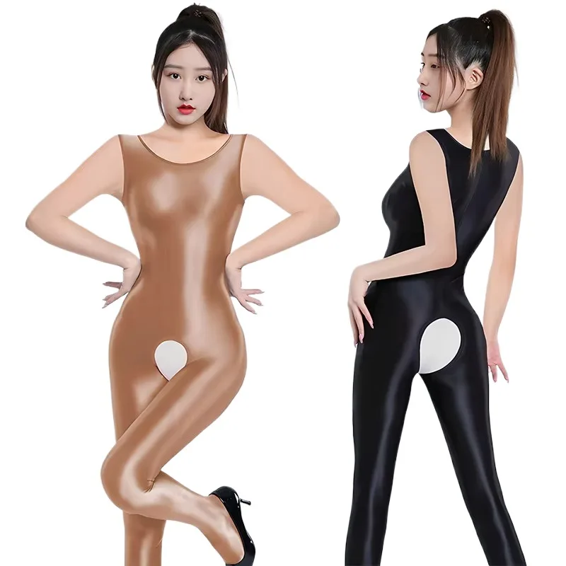 Erotic Oil Shiny Glossy Backless Bodysuit Women's Open Crotch Sleeveless Jumpsuit Satin Smooth Tights One Piece Leotard Catsuit
Erotic Oil Shiny Glossy Backless Bodysuit Women's Open Crotch Sleeveless Jumpsuit Satin Smooth Tights One Piece Leotard Catsuit