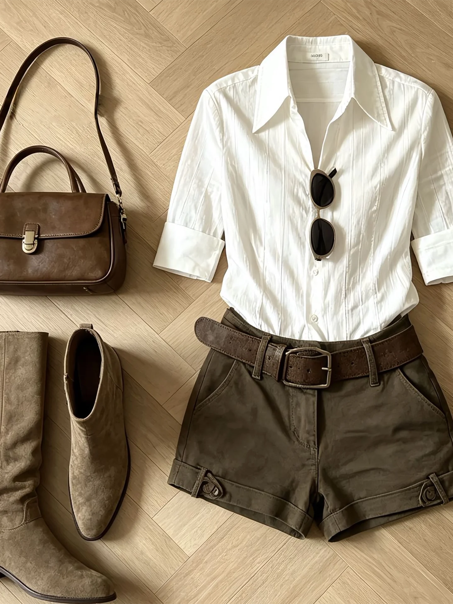 Elegant White Shirt Collar mid Sleeve Denim High Waist Shorts Women's Two Piece Set Fashionable Casual Summer Outfit
Elegant White Shirt Collar mid Sleeve Denim High Waist Shorts Women's Two Piece Set Fashionable Casual Summer Outfit
