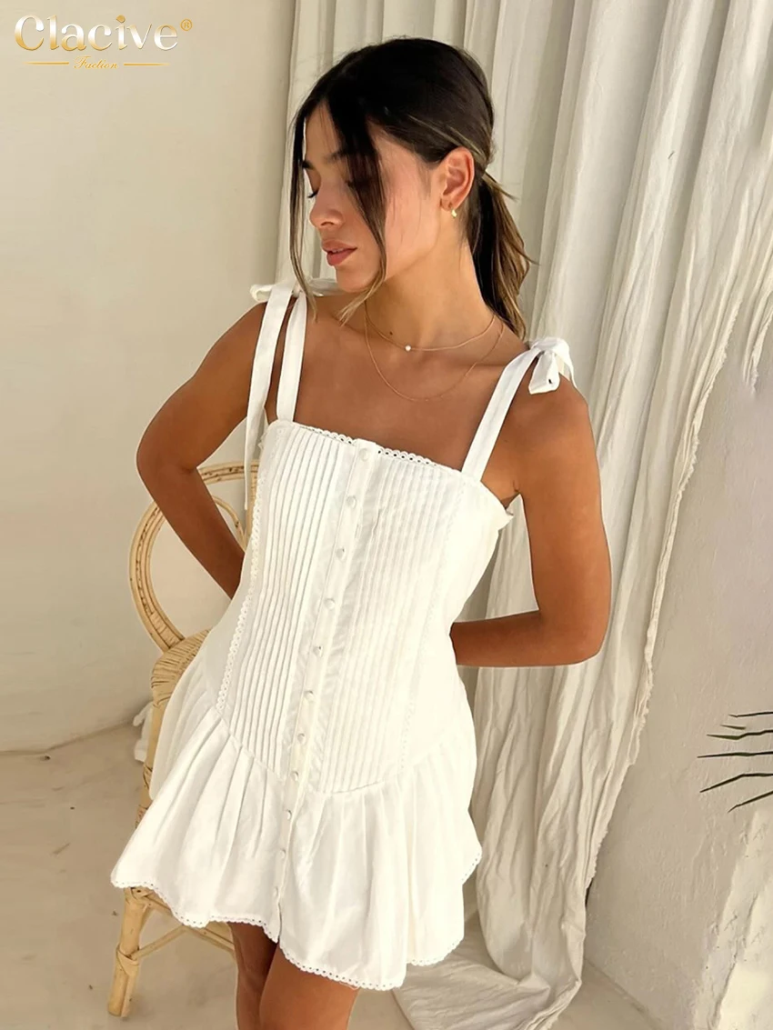 Clacive Sexy Slim White Women's Dress 2026 Summer Strap Sleeveless Mini Dresses Elegant Classic Pleated Female Dress Streetwear
Clacive Sexy Slim White Women's Dress 2026 Summer Strap Sleeveless Mini Dresses Elegant Classic Pleated Female Dress Streetwear