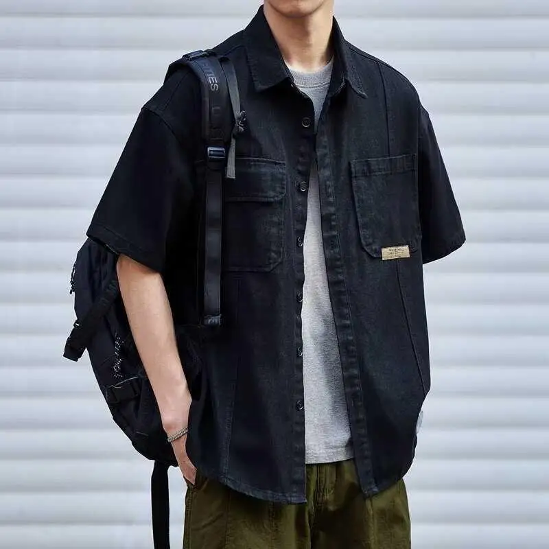 Summer American Retro Men's Loose Fit Short Sleeve Denim Shirt Heavyweight Trendy Workwear Jacket Casual Versatile Outerwear
Summer American Retro Men's Loose Fit Short Sleeve Denim Shirt Heavyweight Trendy Workwear Jacket Casual Versatile Outerwear