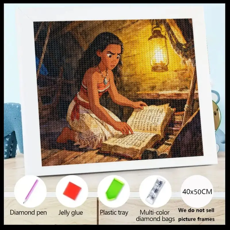 5D DIY Full Drill Diamond Painting Kit, Moana Cartoon Princess Reading Book by Lamplight Scene, Large 40x50CM Crystal Rhinestone
5D DIY Full Drill Diamond Painting Kit, Moana Cartoon Princess Reading Book by Lamplight Scene, Large 40x50CM Crystal Rhinestone