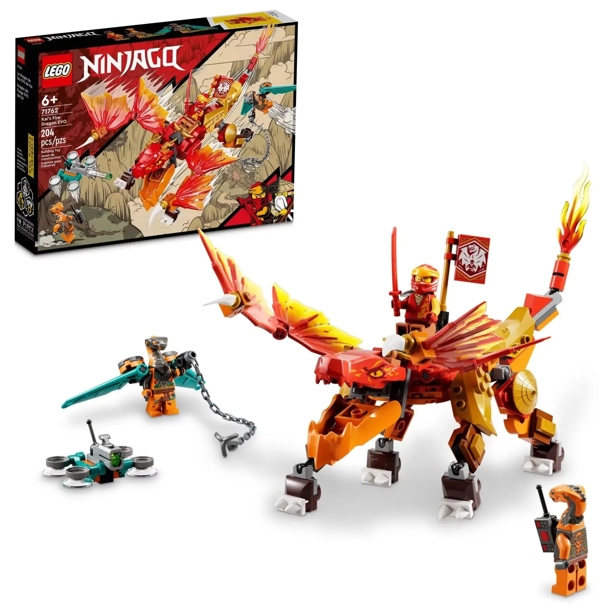 LEGO NINJAGO Kai's Fire Dragon EVO игрушка 71762 для детей с коброй и боа змея фигурки воина Kai Минифигурка Миссия баннер подарок
LEGO NINJAGO Kai's Fire Dragon EVO игрушка 71762 для детей с коброй и боа змея фигурки воина Kai Минифигурка Миссия баннер подарок