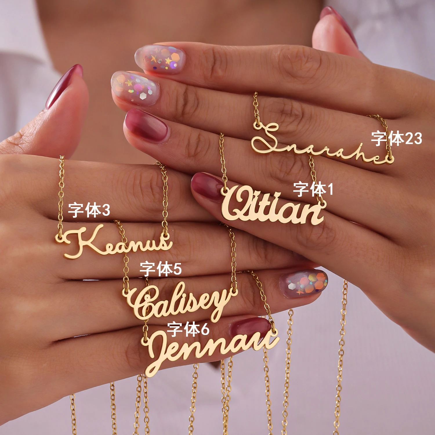 Qitian Custom Name Necklaces Personalized 18k Plate Gold High Quality Stainless Steel Name Nameplate No Fading Pendant For Women
Qitian Custom Name Necklaces Personalized 18k Plate Gold High Quality Stainless Steel Name Nameplate No Fading Pendant For Women