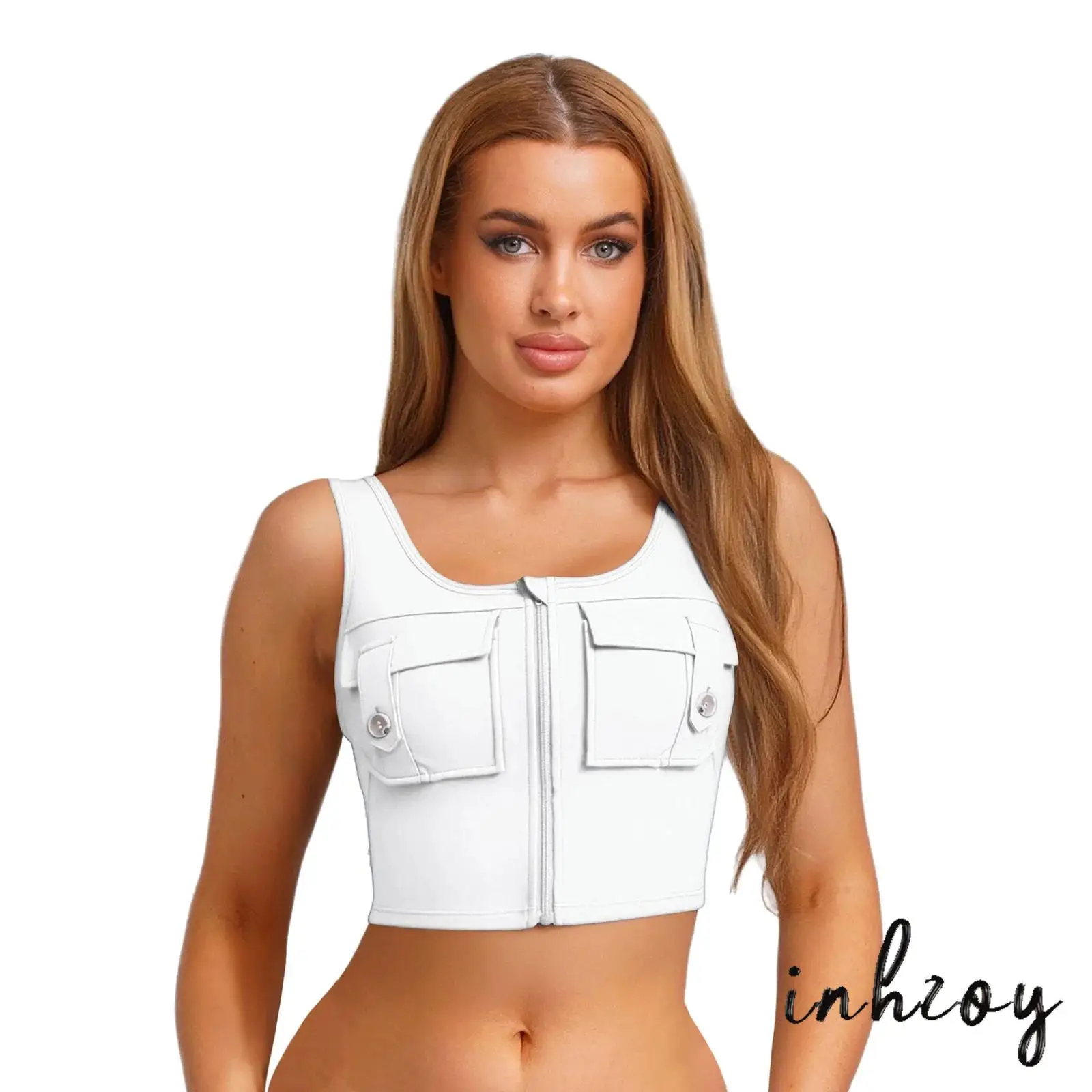 Womens Gymnastics Yoga Dance Sports Tank Tops U Neck Sleeveless Zip-Up Crop Top Flap Pockets Athletic Vest for Fitness Exercise
Womens Gymnastics Yoga Dance Sports Tank Tops U Neck Sleeveless Zip-Up Crop Top Flap Pockets Athletic Vest for Fitness Exercise