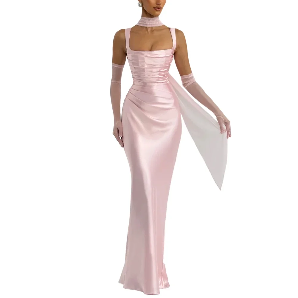 Sexy Solid Ribbon Evening Dress Elegant Off-shoulder Sleeveless Backless Strap Long Dresses Lady Summer Dinner Party Gowns New
Sexy Solid Ribbon Evening Dress Elegant Off-shoulder Sleeveless Backless Strap Long Dresses Lady Summer Dinner Party Gowns New