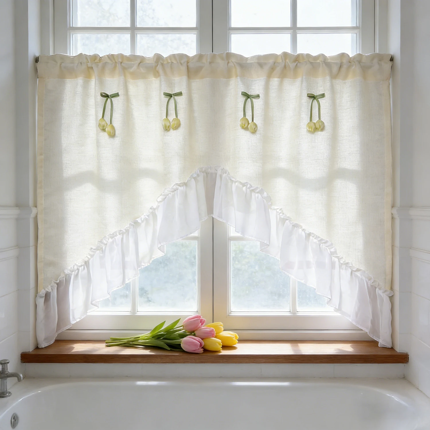 1PC Rustic Lace Yellow Sheer Curtain With Tulip Flowers for Living Room Kitchen Cabinet Door Home Decoration Blinds
1PC Rustic Lace Yellow Sheer Curtain With Tulip Flowers for Living Room Kitchen Cabinet Door Home Decoration Blinds