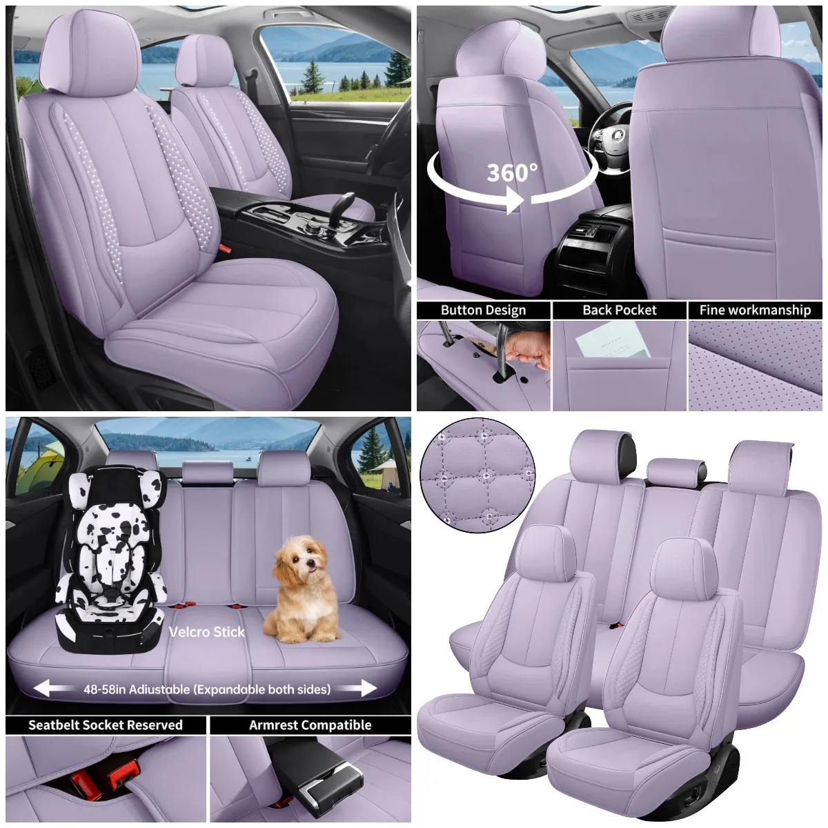 Bling Purple Faux Leather Car Seat Covers, Waterproof Non-Slip Universal Fit for Cars SUVs Trucks
Bling Purple Faux Leather Car Seat Covers, Waterproof Non-Slip Universal Fit for Cars SUVs Trucks