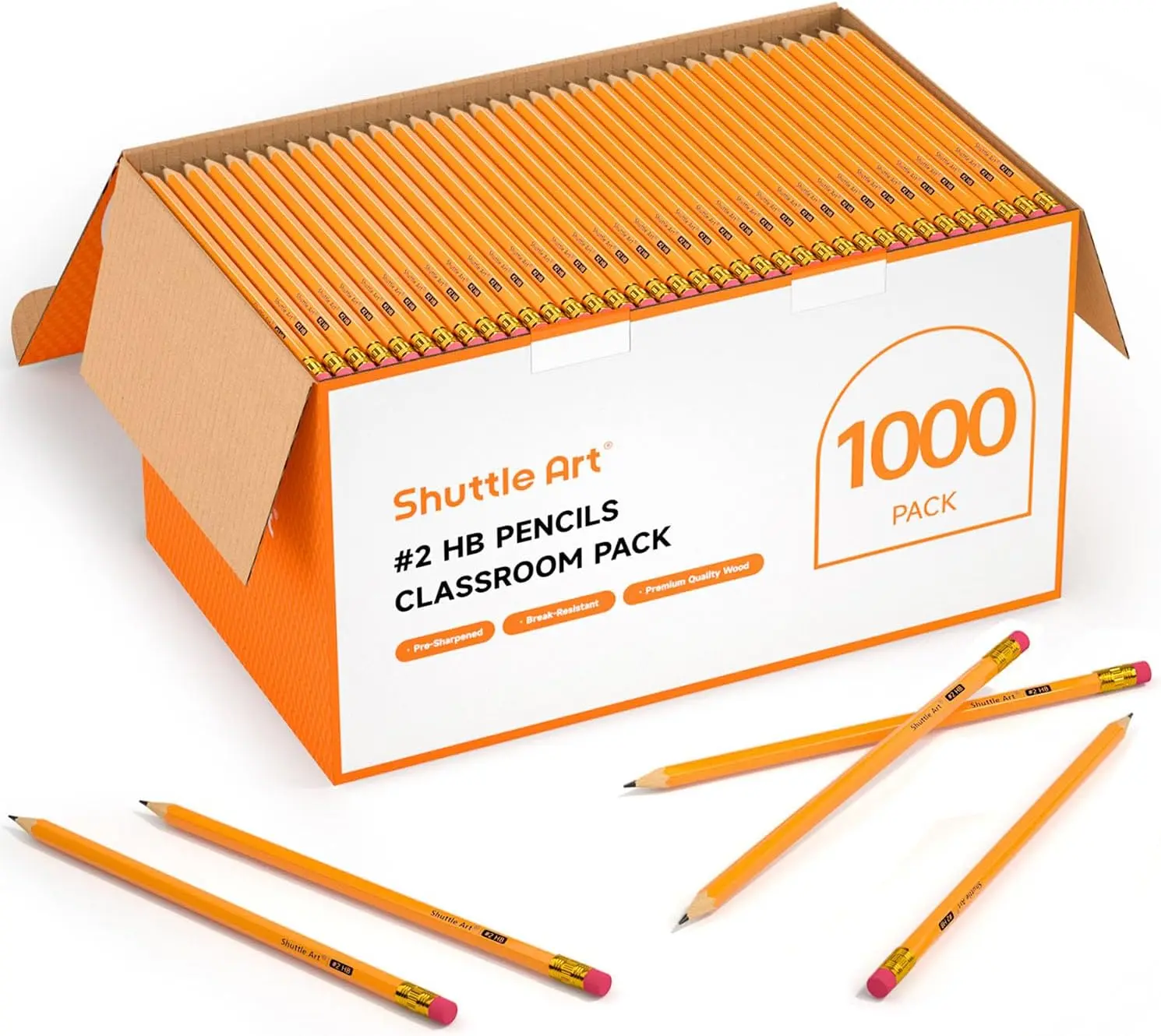 1000 Pack #2 HB Pencils, Pre-Sharpened with Erasers, Bulk for School & Office
1000 Pack #2 HB Pencils, Pre-Sharpened with Erasers, Bulk for School & Office